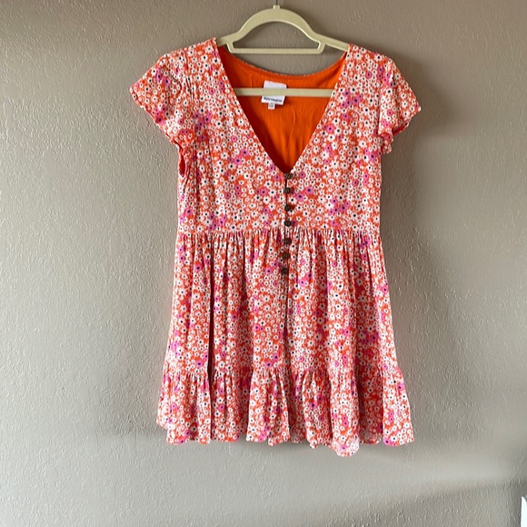 Skylar + Madison orange and pink flower sundress - Picture 1 of 5